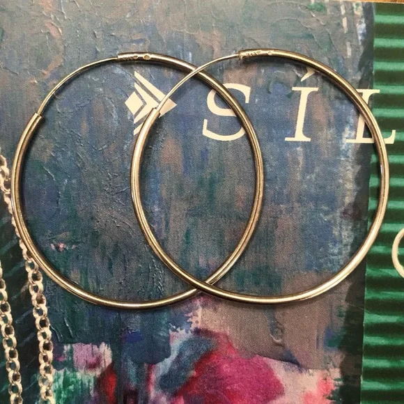 Rare Vintage Silpada Sterling Silver Flexible Endless Hoop Earrings P0696 - Picture 4 of 11